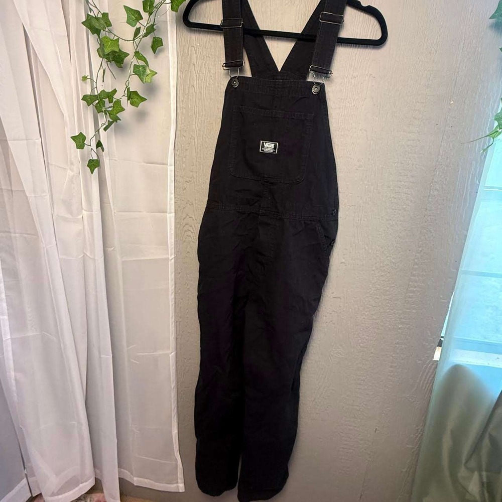 Vans Black Cotton Canvas Carpenter Overalls Women Medium Adjustable Straps
